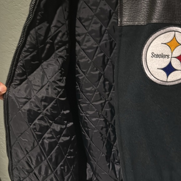 Pittsburgh Steelers varsity bomber letterman black white stripe Jacket - Picture 7 of 10